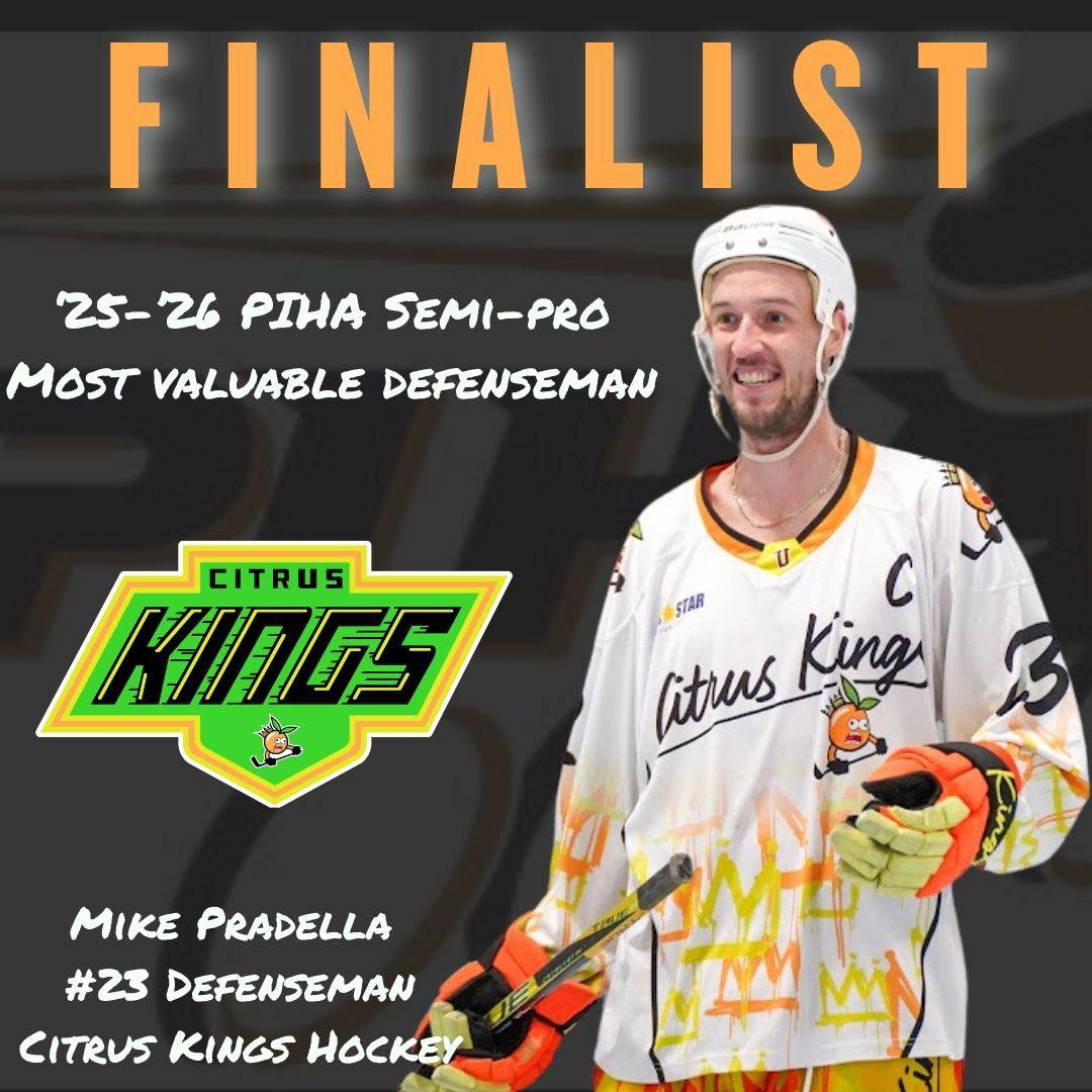 Mike Pradella named PIHA Semi-Pro Most Valuable Defenseman Finalist 2025-26
